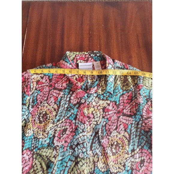 Alfred Dunner Plus Mosaic Butterfly Semi Sheer 3/4 Sleeve Button Down Top 14P - Picture 6 of 8